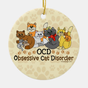 Ornamento De Cerâmica Desordem obsessiva do gato de OCD