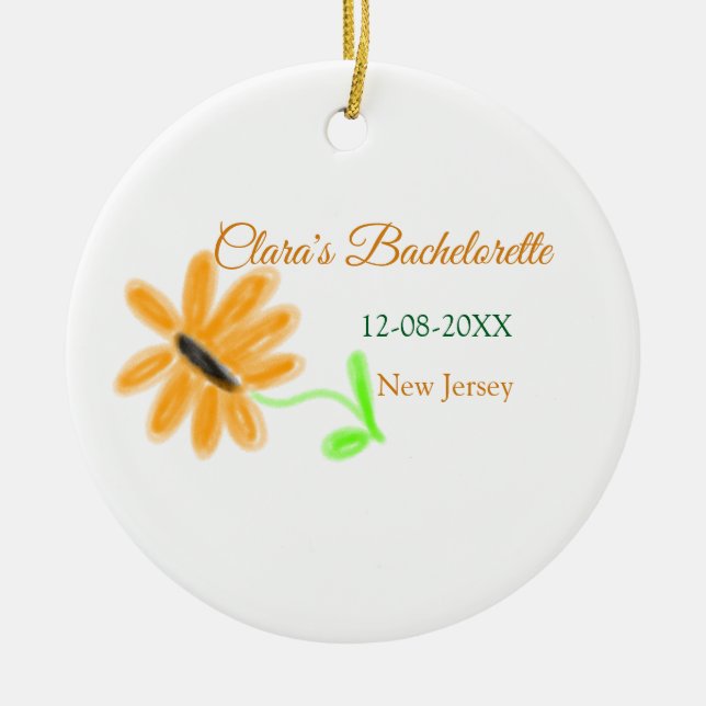 Ornamento De Cerâmica Despedida de solteira adicionar nome data local gi (Frente)