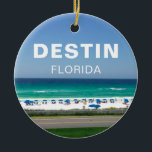 Ornamento De Cerâmica Destin Florida Beach Photoics Seaside<br><div class="desc">Uma bela fotografia de praia tirada num destino de férias favorito à beira-mar para Floridianos: Destin, Flórida. A bela água azul-oceânica em Sandestin encontra-se com a costa arenosa para a fotografia perfeita da paisagem da ilha. Vender estes enfeites bonitos com tipografia branca ousada no seu compro de praia turístico Destin...</div>
