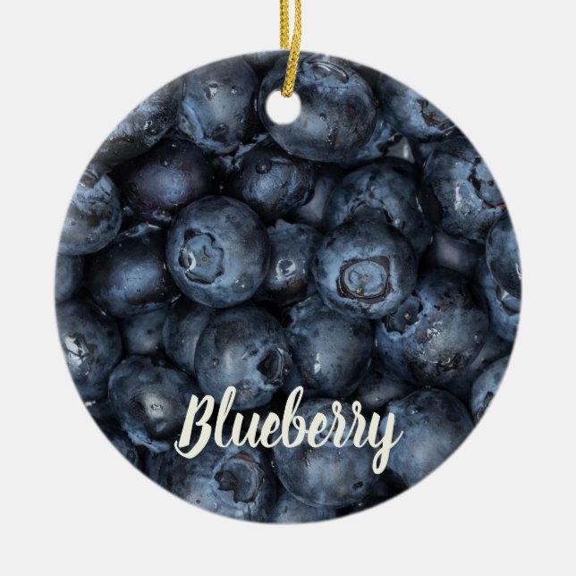 Ornamento De Cerâmica Detalhe de fechamento de mirtilo para veganos (Frente)