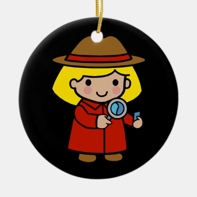 Ornamento De Cerâmica Detetive Futuro / Cientista Forense / P.I. (Frente)