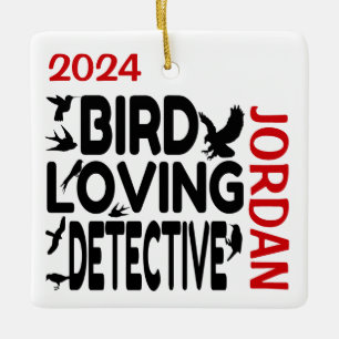 Ornamento De Cerâmica Detetive Loves Birds CUSTOM