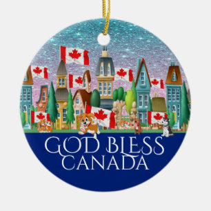 Ornamento De Cerâmica DEUS ABENÇOE REVISTO Canadá Cerâmica Ornament