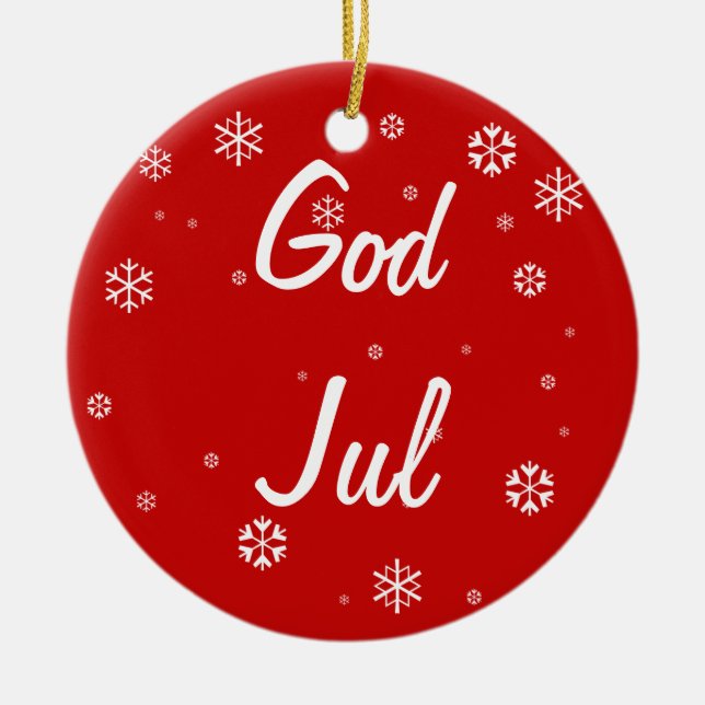 Ornamento De Cerâmica Deus Jul Snowflakes (Frente)