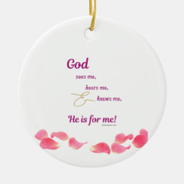 Ornamento De Cerâmica Deus Me Vê, Me Ouve e Me Conhece - Redondo,