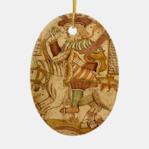 Ornamento De Cerâmica Deus Odin em seu cavalo Oito-equipado com pernas