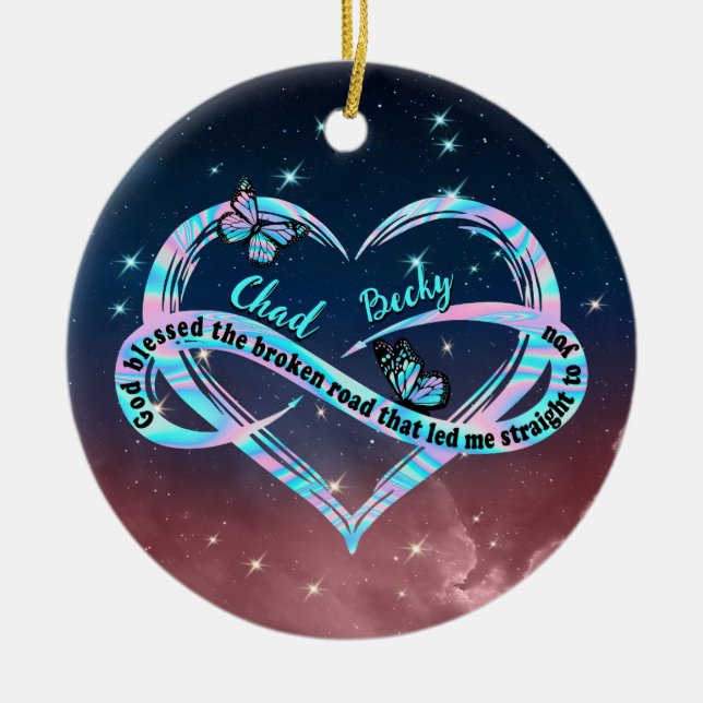 Ornamento De Cerâmica Deus Personalizado Abençoou A Estrada Quebrada Que (Frente)