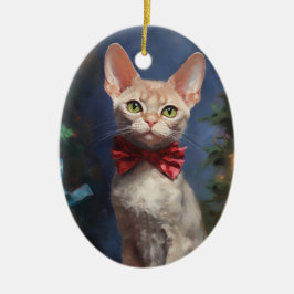 Ornamento De Cerâmica Devon Rex cat Christmas