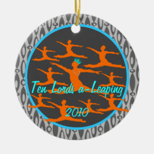 Ornamento De Cerâmica Dez Lordes a-Leaping - Ano personalizado