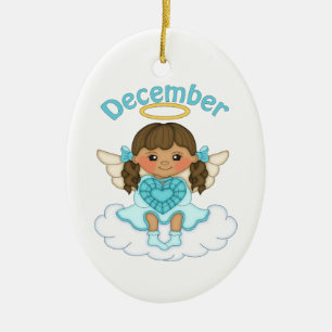Ornamento De Cerâmica Dezembro Birthstone Angel Brunette