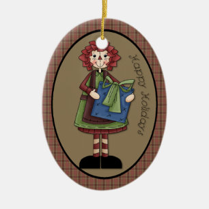 Ornamento De Cerâmica Dezembro "Feliz Férias" Annie Advent Ornament