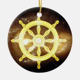 Ornamento De Cerâmica Dharma Wheel