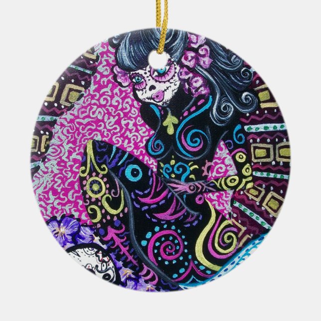 Ornamento De Cerâmica Dia da sereia retro inoperante (Frente)