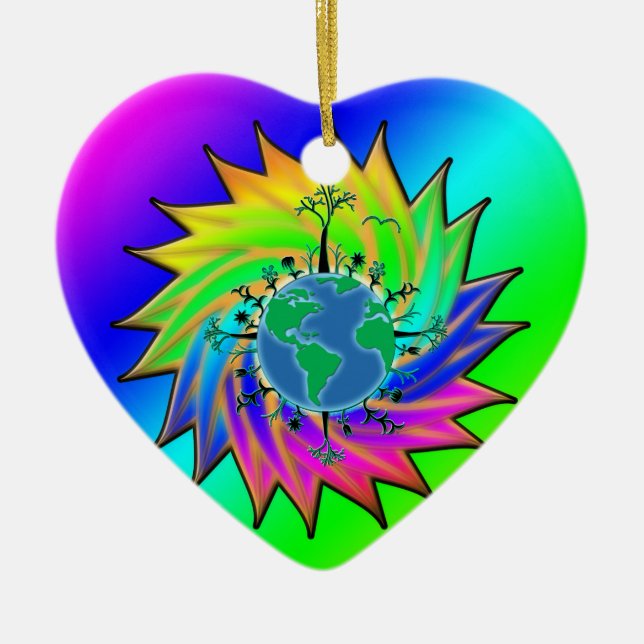 Ornamento De Cerâmica Dia da Terra ~ Explosão Solar (Frente)