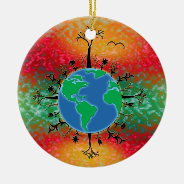 Ornamento De Cerâmica Dia da Terra ~ Sol (Frente)