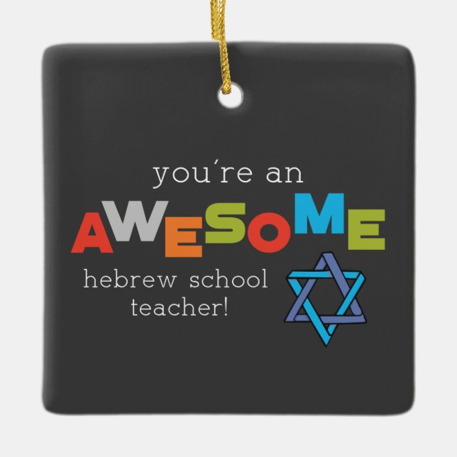 Ornamento De Cerâmica Dia de Apreciação de Professores da Escola Hebraic (Frente)