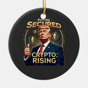 Ornamento De Cerâmica Dia de Inaguração do Trump de Cripto de Ascensão P