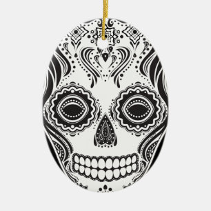Ornamento De Cerâmica Dia de los Muertos Aquela Rapariga Skull