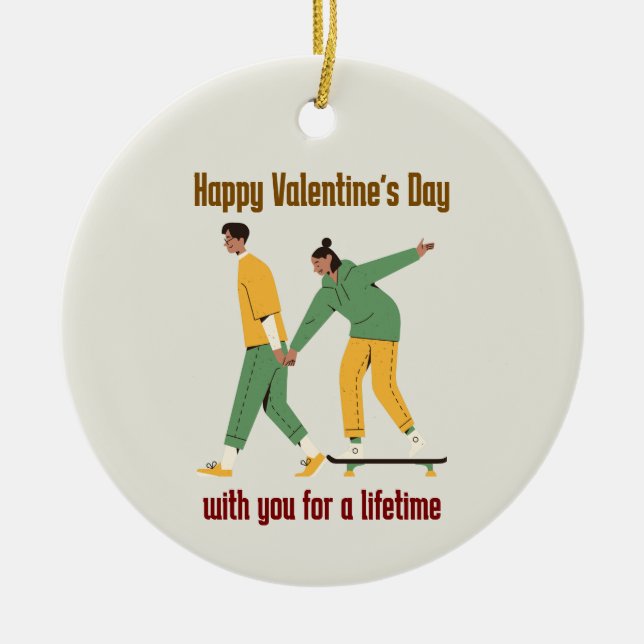 Ornamento De Cerâmica Dia de os namorados Casal (Frente)