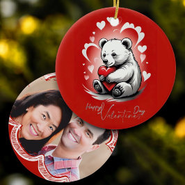 Ornamento De Cerâmica Dia de os namorados com Urso Rico