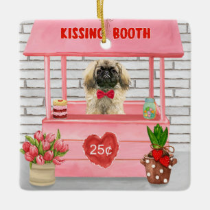Ornamento De Cerâmica dia de os namorados de Cachorro Pekingês beijando