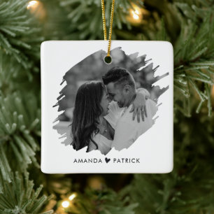 Ornamento De Cerâmica Dia de os namorados personalizado Casal de fotos m