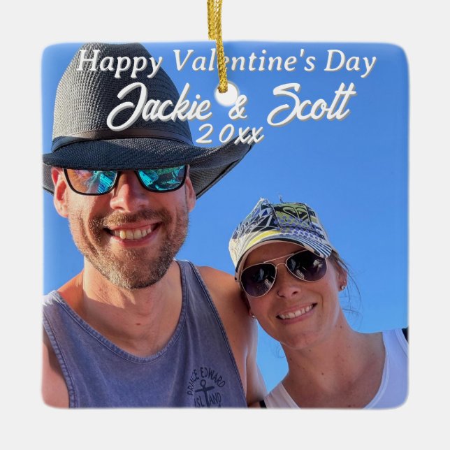 Ornamento De Cerâmica Dia de os namorados PERSONALIZADO Fotografias e No (Frente)