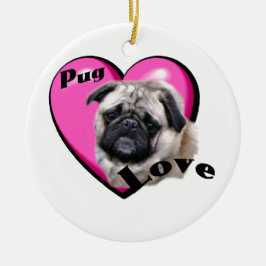 Ornamento De Cerâmica Dia de os namorados Pug