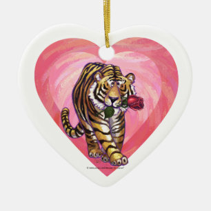 Ornamento De Cerâmica Dia de os namorados Tigre