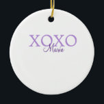 Ornamento De Cerâmica Dia de os namorados Xoxo adicione nome pastel roxo<br><div class="desc">design</div>