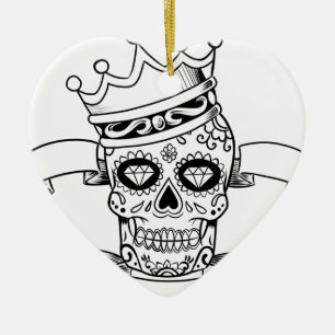 Ornamento De Cerâmica Dia do crânio do crânio inoperante do açúcar da