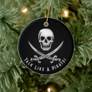 Ornamento De Cerâmica Dia do Pirata Jolly Roger