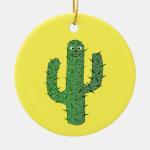 Ornamento De Cerâmica Dia dos Mortos Felizes Nome Personalizado do Cactu