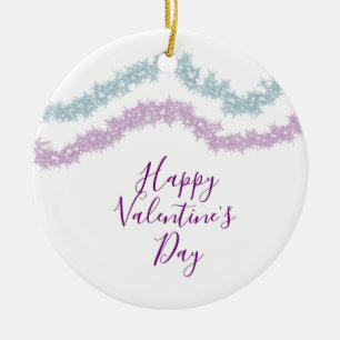 Ornamento De Cerâmica dia dos namorados feliz brilho glitter rosa azul n