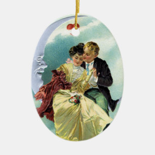 Ornamento De Cerâmica Dia dos Namorados Vintage Vitoriano Amor e Romance