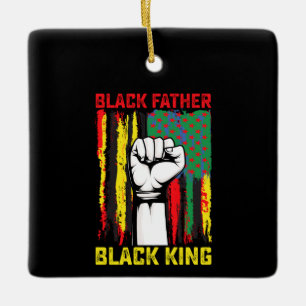Ornamento De Cerâmica Dia dos Pais Negros Juneteenth Pai Rei Celebrando
