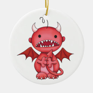 Ornamento De Cerâmica diabo bonito do menino