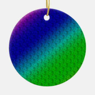 Ornamento De Cerâmica Diag Gradient Floral Padrão Azul Verde