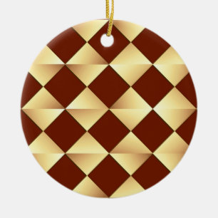 Ornamento De Cerâmica Diamantes Satin do Século médio - Ouro e chocolate