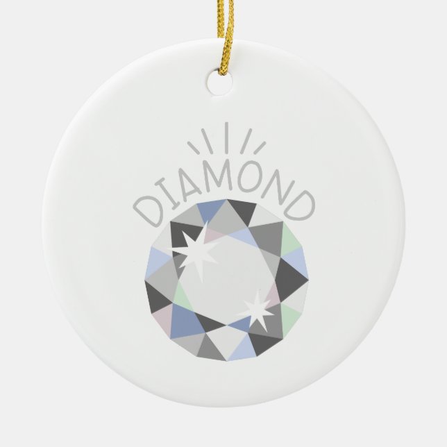 Ornamento De Cerâmica Diamond Birthstone (Frente)