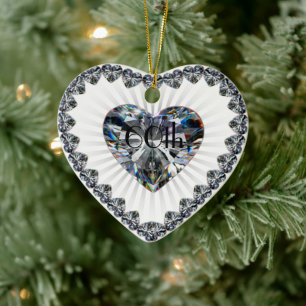 Ornamento De Cerâmica Diamond Heart 60ª Ornament