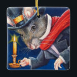 Ornamento De Cerâmica Dickens Christmas Scrooge Mouse Watercolor Art<br><div class="desc">"Dickens Christmas Mice No. 2 - Scrooge" Watercolor Art Cerâmica Ornament, do artista Jean Weiner "Dickens Christmas Mice No. 2 - Scrooge", apresenta um velho camundongo de cinza baleado do conto clássico A Christmas Carol. Este rato está segurando uma vela para acender seu caminho esta noite. Ele está vestindo seu...</div>