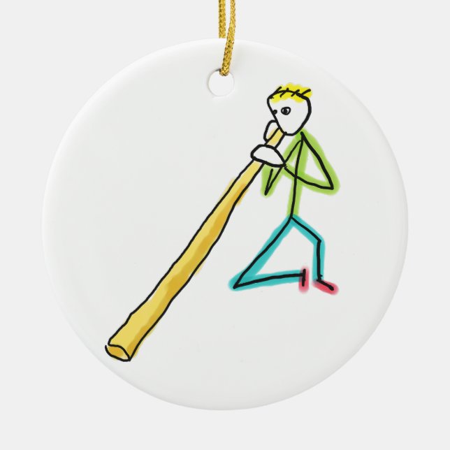 Ornamento De Cerâmica Didgeridoo Stickman (Frente)
