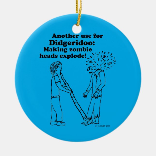 Ornamento De Cerâmica Didgeridoo Torna Zombies Explosivos (Frente)