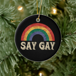 Ornamento De Cerâmica Diga Gay Vintage Arco-íris Orgulho Gay Lgbt Mês
