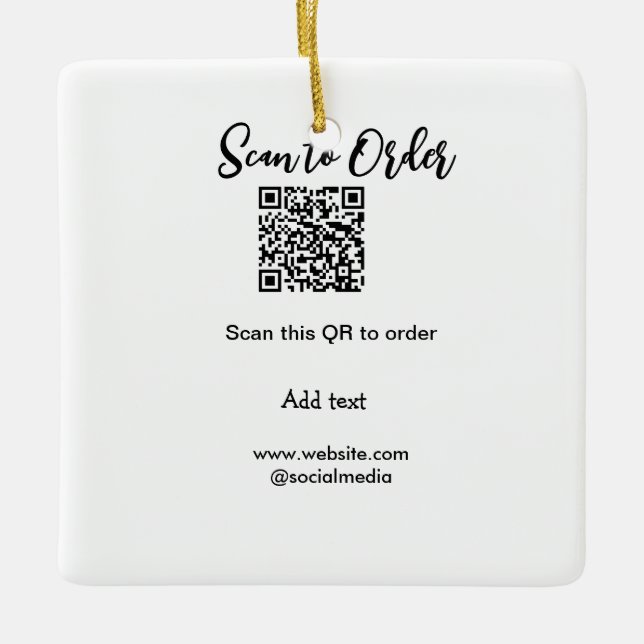 Ornamento De Cerâmica Digitalizar para fazer a varredura do código QR ad (Frente)