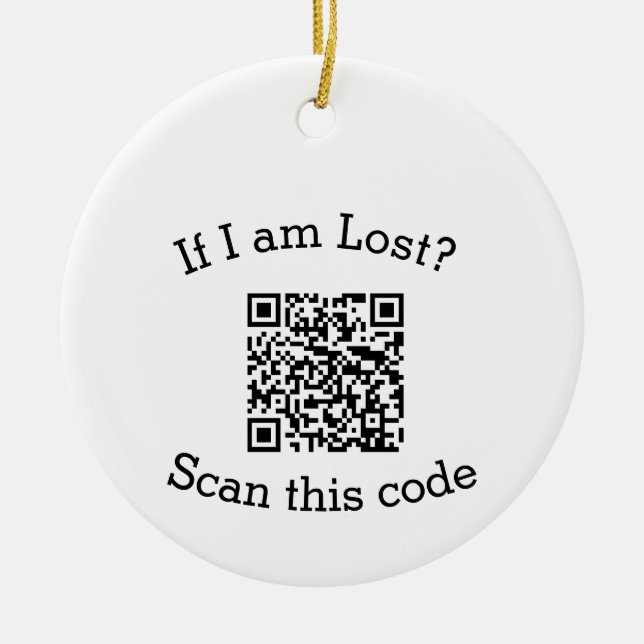 Ornamento De Cerâmica Digitalize código QR perdido encontrado código pet (Frente)