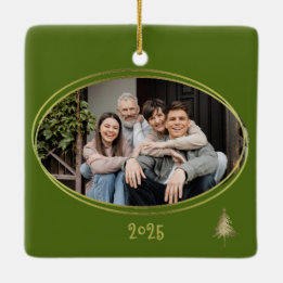 Ornamento De Cerâmica Dill Green Pink & Gold Christmas Trees