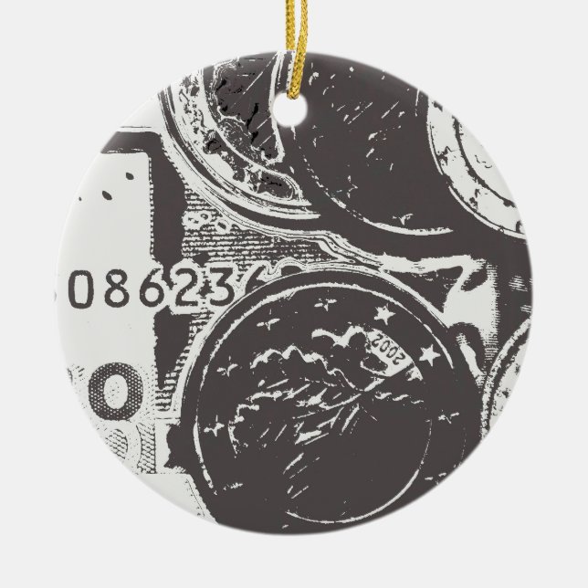 Ornamento De Cerâmica Dinheiro faz o mundo girar (Frente)