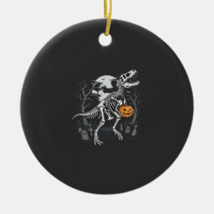 Ornamento De Cerâmica Dinosaur Esqueleto Halloween Abóbora Cemitério Des